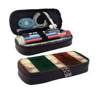 Irish Flag Premium Leather Flip Pencil Case â€“ Stylish Brown Leather Pencil Bag with Zipper Closure, Multi-Purpose for School, Office, Travel & Cosmetics