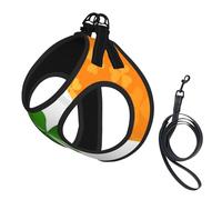 Irish Flag Print Adjustable Harness Leash Set For Cats And Dogs, Soft Breathable Kitten Puppy Mesh Vest With Reflective Design, Escape-Proof Lead For Small Pets Walking Training