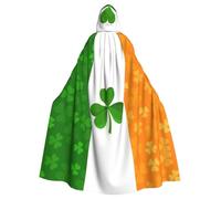Irish Flag Print Adults Hooded Cloak, Halloween Robe Hooded Cape Witch Wizard Cosplay Costumes For Men Women