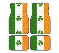Irish Flag Print Car Foot Mat Four-Piece Set Full Set With Non-Slip Rubber Backing