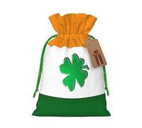 Irish Flag Print Christmas Bag Drawstring Sack For Presents Xmas Seasonal Decor Gift Party Supplies