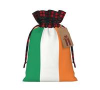 Irish flag Print Christmas Drawstring Bags Snack Wrap, Reusable Holiday Treat Sacks for Presents S