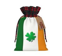Irish Flag Print Christmas Drawstring Gift Bag Xmas Bags Festive Plaid Design Presents Packaging