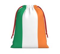 Irish Flag Print Christmas Drawstring Gift Bags, Xmas Holiday Fabric Gift Wrapping Bag For Party, Size-L