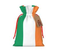 Irish Flag Print Christmas Drawstring Holiday Candy Bag Xmas Sacks Reusable Wrapping Bags Party Favor