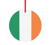 Irish Flag Print Christmas Tree Hanging Ornament, Double-Sided Aluminum Round Pendant For Xmas Tree And Holiday