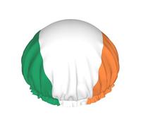 Irish flag Print Double Layer Waterproof Shower Cap Women Men Reusable Bath Hair Caps Elastic Band