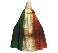 Irish Flag Print Elegant Witch Cape,Hooded Cloak,Wizard Costume For Halloween,Cosplay And Carnival