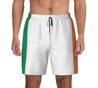 Irish Flag Print Functionality Men Shorts Softness Beach Swimwear Surfing Gym Pool Water Sports Use Black
