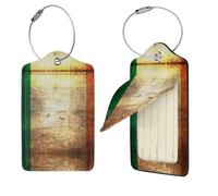 Irish Flag Print Luggage Tag Leather with Stainless Steel Loop Privacy Cover Name ID Labels for Women Men