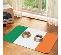 Irish Flag Print Pet Absorbent Leather Tablecloth for Dogs Cats,Pet Food Mat Leather Feeding Mat for Dogs Cats