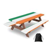 Irish Flag Print Picnic Table Bench Cover Outdoor Waterproof Protector For Summer Camping