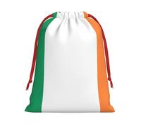 Irish Flag Print Plush Gift Bags With Drawstring, Reusable Gift Wrap For Christmas, Wedding, Party -Size M