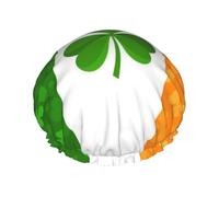 Irish Flag Print Premium Double Layer Shower Cap For Women With Reusable Shower Cap For Hair - Waterproof Plastic Cap - Shower Caps For Long, Short And Curly Hairs