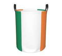 Irish Flag Print Round Laundry Hamper,Car Portable Storage Bag For Bathroom, Bedroom, Car