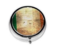 Irish Flag Print Round Pill Organizer 3 Compartment Pill Box Portable Medicine Pill Case for Outdoor Travel