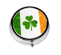Irish Flag Print Stylish Round Pill Box - Mini Travel Companion for Your Medication