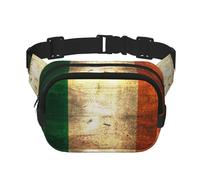 Irish Flag Print Unisex Square Double Layer Waist Bag Crossbody Fanny Pack Travel Workout Accessory, Black, One Size
