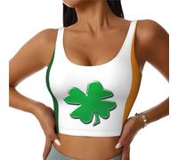 Irish Flag Print Women Casual Sports Vest Lightweight Tank Tops Breathable Casual Workout Tank Top Black