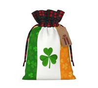 Irish Flag Print Xmas Drawstring Reusable Gift Bag Festive Packaging For Christmas Wrapping Needs