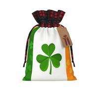 Irish Flag Printed Christmas Drawstring Linen Gift Bags â€“ Reusable Burlap Fabric Bags With Tags For Christmas Gifts, Party Favors, Wedding Decor & Holiday Packaging 2 Sizes