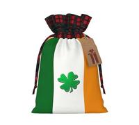 Irish Flag Printed Gift Bags with Drawstring - Christmas Party Holiday Sacks - Festive Pouches for Goodie, Treats