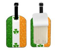 Irish Flag Printed Leather Luggage Tag, Durable Baggage Identifier, Soft PU ID Label, for Business Travel