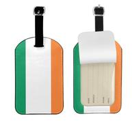 Irish Flag Printed PU Leather Bag Tag, Personalized Baggage Label, Privacy Flap ID Shield, for Vacation