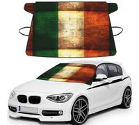 Irish Flag Printed Windproof Windshield Cover, Elastic Strap Ice Protector, All Season Automotive Accessory