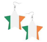 Irish flag Prints Leather Star-Shaped Earrings Lightweight And Stylish Accessories For Parties Dances And Everyday Life.