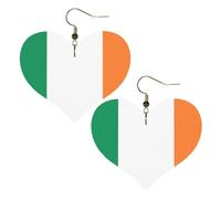 Irish flag Prints Stylish Heart-Shaped Earrings Lightweight Women'S Accessories Perfect For Parties And Valentine'S Day.
