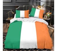 Irish Flag Quilt Cover 3D Design Printed Super Soft 3 Pcs Bedding Set Zipper colorful National Symbol Comforter Cover Premium Anti-allergic for Kids Adults Women Teens Youth Boys King（220x240cm）