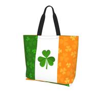 Irish Flag Reusable Tote Bag With Zip Waterproof Shoulder Bag With Pockets Casual Crossbody Handbags With Adjustable Shoulder Straps For Outdoors, College, Work, Gifts Shopping
