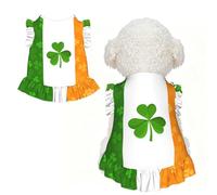 irish flag Ruffle Dog Dress Frilly Sleeveless Breathable Summer Party for Small Dogs Cats S