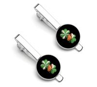 Irish Flag Shamrock 2 Pcs Tie Clips for Men Tie Bar Tie Pins for Regular Ties Wedding Business