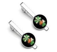 Irish Flag Shamrock Tie Clips for Men Unique Ties Bar Clip for Wedding Anniversary Business