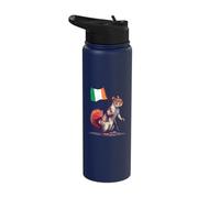 Irish Flag Squirrel Irish Pride Irish Roots Heart Ireland Stainless Steel Insulated Water Bottle