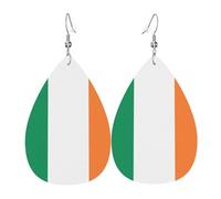 Irish Flag Teardrop Leather Earrings, Women'S Accessories, Versatile Earrings Suitable For Commuting And Travel.