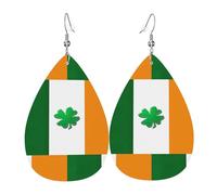 Irish Flag Teardrop Pierced Earrings For Women, Geometric Drop Earrings, Fashion Dangle Jewelry For Evening Events