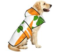 Irish Flag Waterproof Dog Raincoat And Rain Jacket With Hood, Reflective Strips And Adjustable Belly Strap, Fits Small To Large Dogs