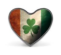 Irish Flag with Shamrock Cute Button Pins Heart Badge Cool Personalised Pattern Brooches for Bag Hat