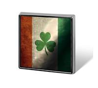 Irish Flag with Shamrock Cute Button Pins Square Badge Cool Personalised Pattern Brooches for Bag Hat