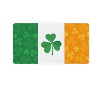 Irish Flag with Shamrock Desk Mat with Stitched Edge Non-Slip Rubber Base Mouse Pad Office Supplies 40X75cm
