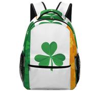 Irish Flag with Shamrock Fashion Backpack Lightweight Laptop Bag | Travel Hiking Camping Daypack