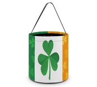 Irish Flag with Shamrock Halloween Reusable Easter Goodie Tote Bags with Handles for Trick Or Treating Bucket