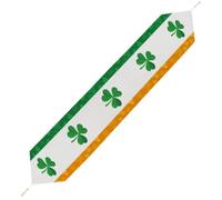 Irish Flag with Shamrock Table Runner Washable Plush Decor for Wedding Farmhouse Kitchen Coffee Tables