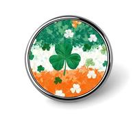 Irish Flag with Shamrocks Round Lapel Pin Button Brooch Pins Badge for Tie Hat Clothing Jewelry Accessories