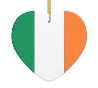 Irish flagChristmas Ceramic Heart-Shaped Pendant, Christmas Decorative Gift