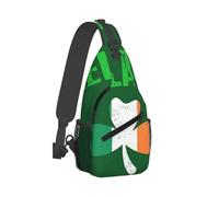 Irish Flags And Four Leaf Clovers St Patricks Day Unisex Chest Bag Small Sling Bag Lightweight Shoulder Backpack For Cycling Travel Working
