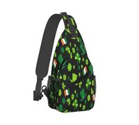 Irish Flags And Four Leaf Clovers St Patricks Day Unisex Daypack With Zipper Chest Bag Breathable Shoulder Backpack For Sports Travel Camping